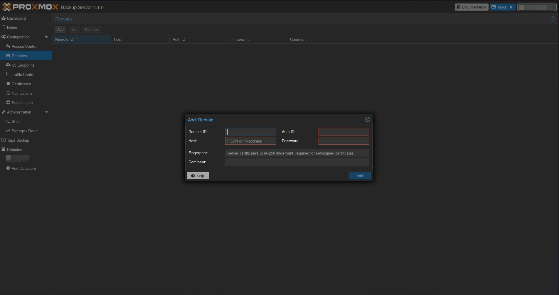Proxmox Backup Server interface screenshot 5