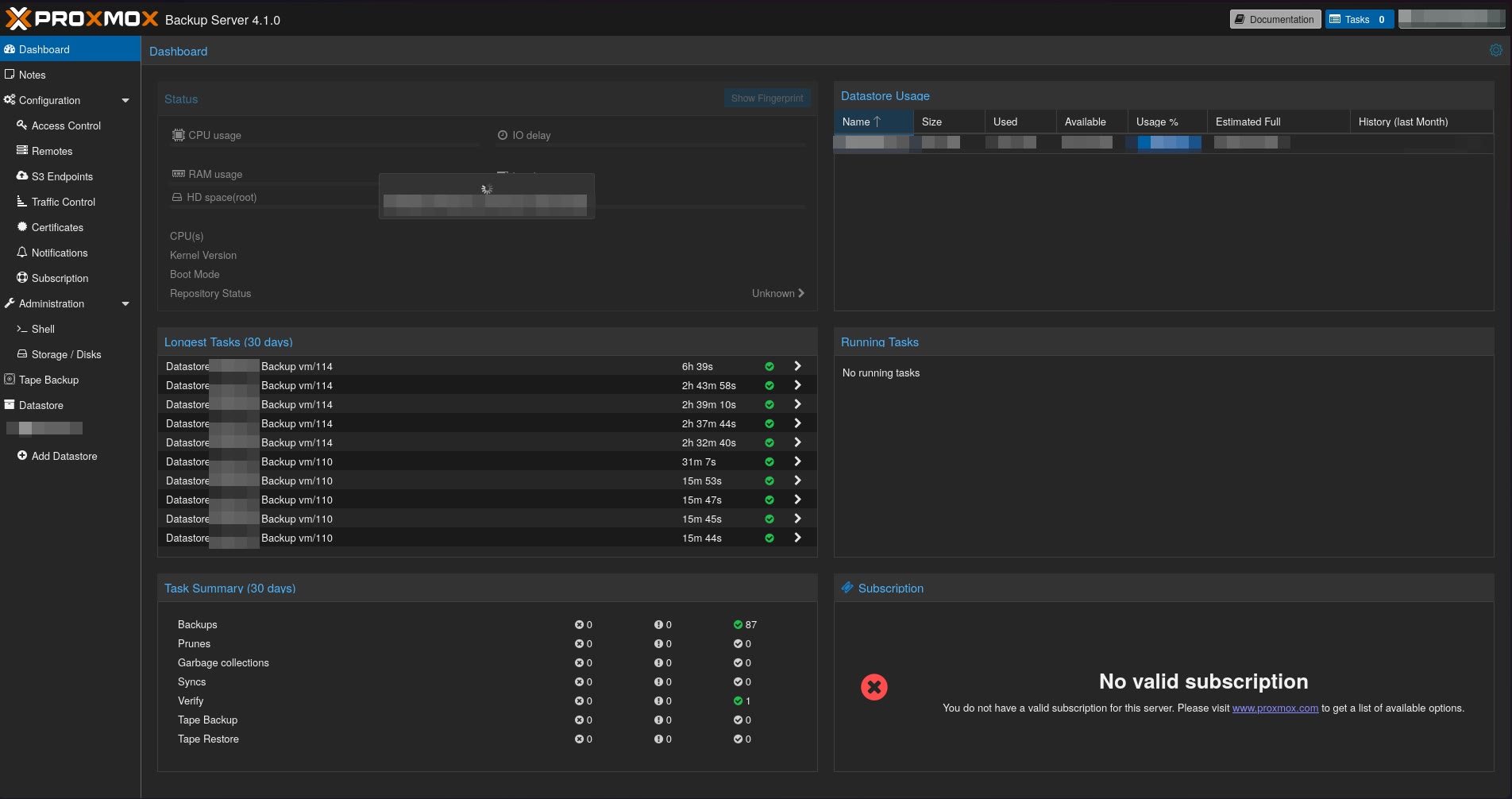Proxmox Backup Server interface screenshot 6