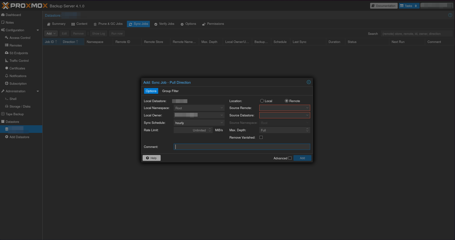 Proxmox Backup Server console screenshot 2