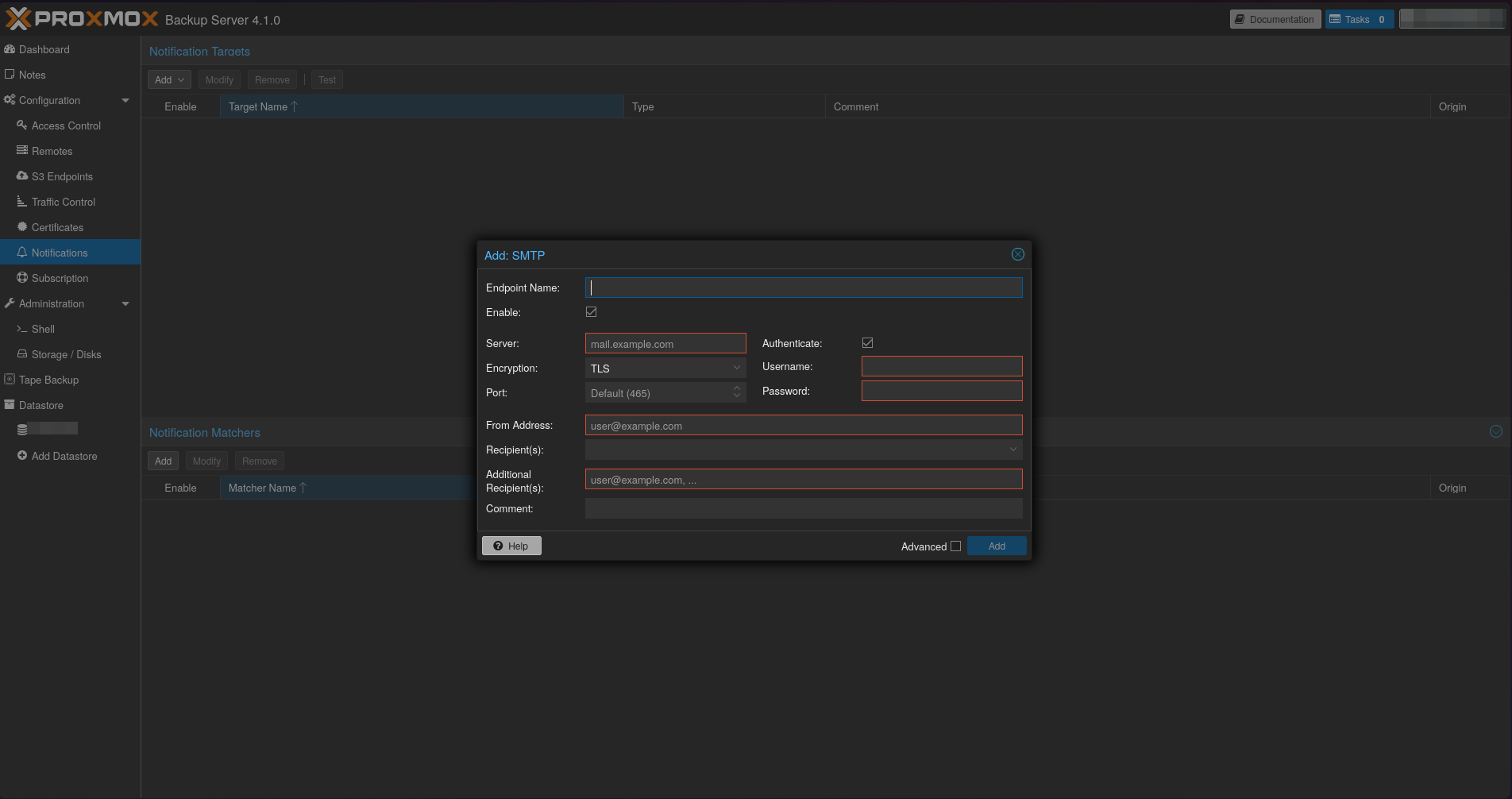Proxmox Backup Server console screenshot 3