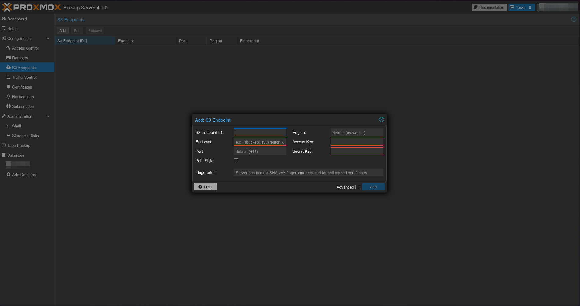 Proxmox Backup Server console screenshot 4