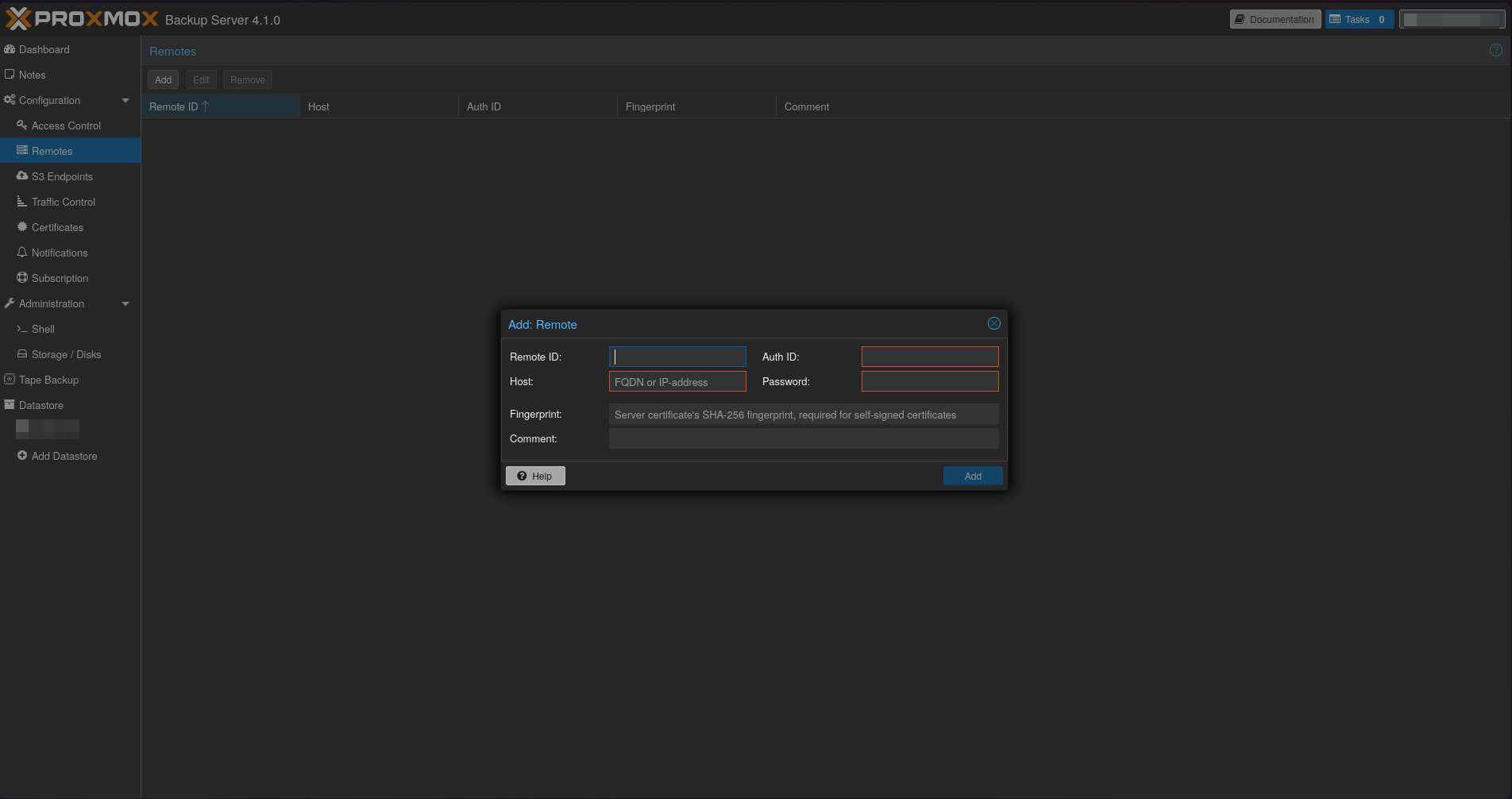 Proxmox Backup Server console screenshot 5