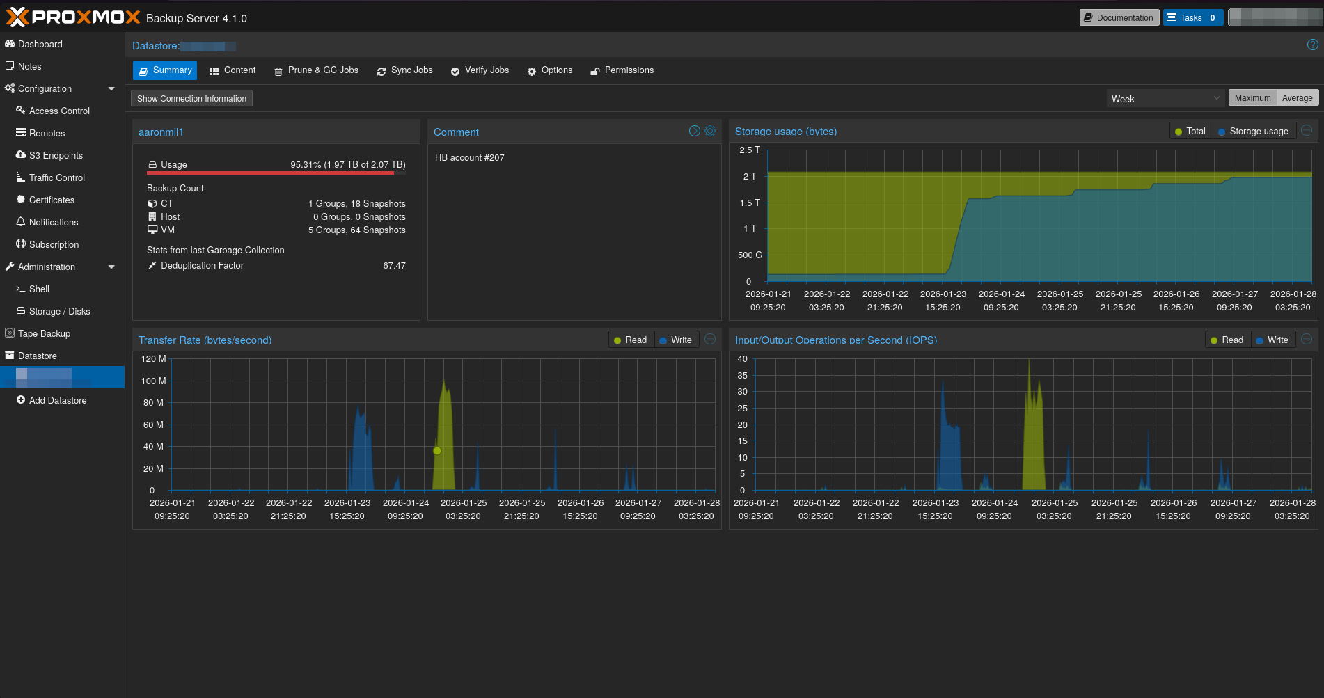 Proxmox Backup Server console screenshot 7